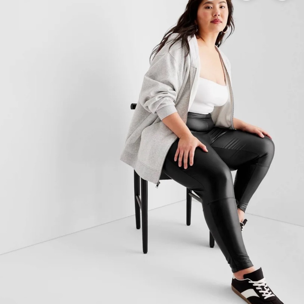 A New Day Women's High-Waisted Slim Fit Faux Leather Leggings